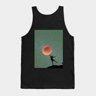 Galaxy and Moon Oneness Green Graphic Tank Top